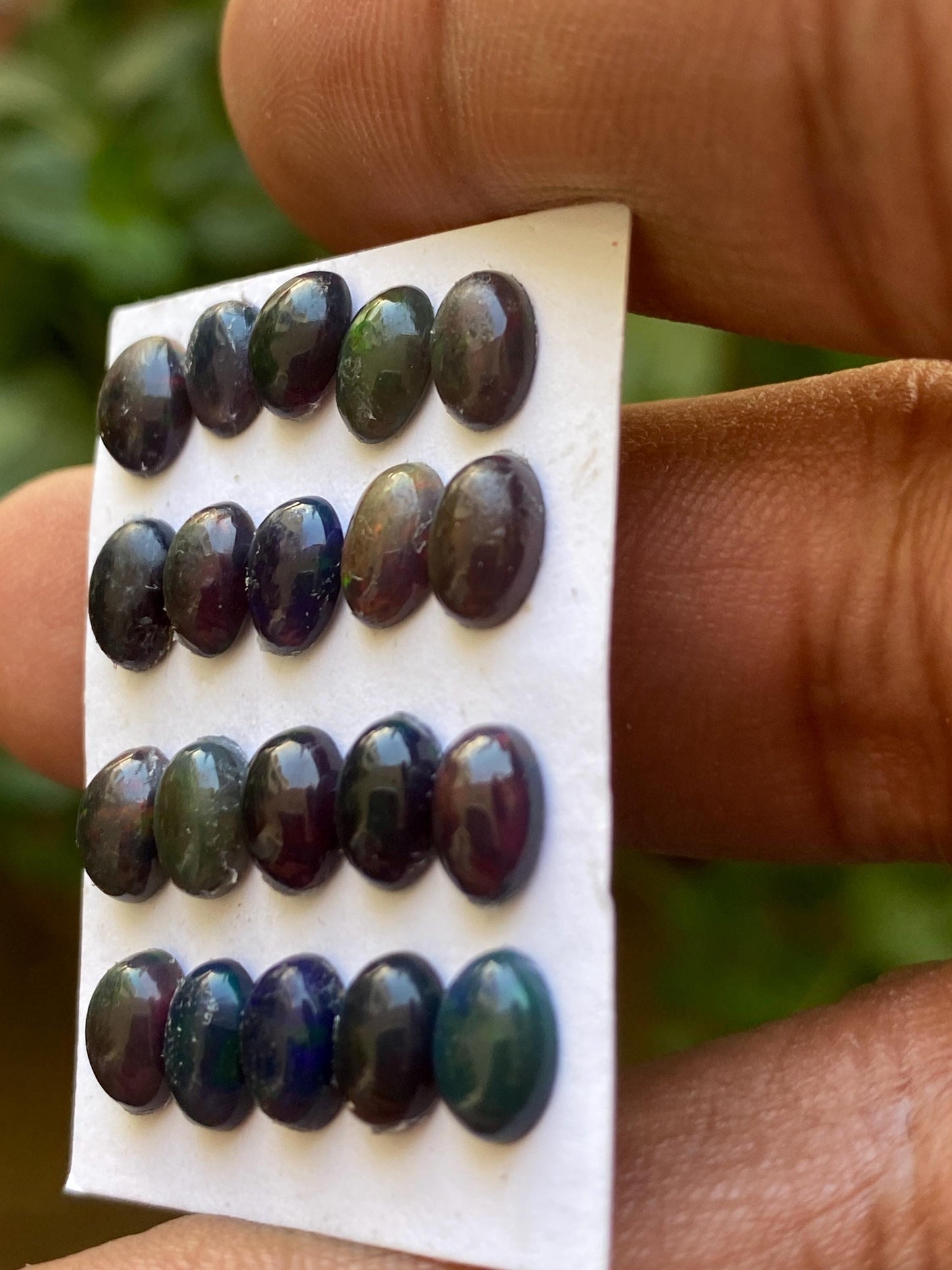 Black opal (smoked) Natural Fire opal cabochons lot size wt 9.80 cts size 7x5mm pcs 20 opal cabochon aaa quality fire black opals cabochons