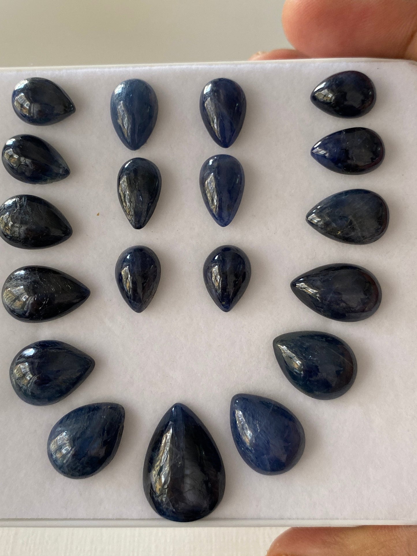 Very rare Burma mines blue sapphire pear shape cabochons weight 152 carats pcs 19 good size rare Burma mines necklace earrings supply