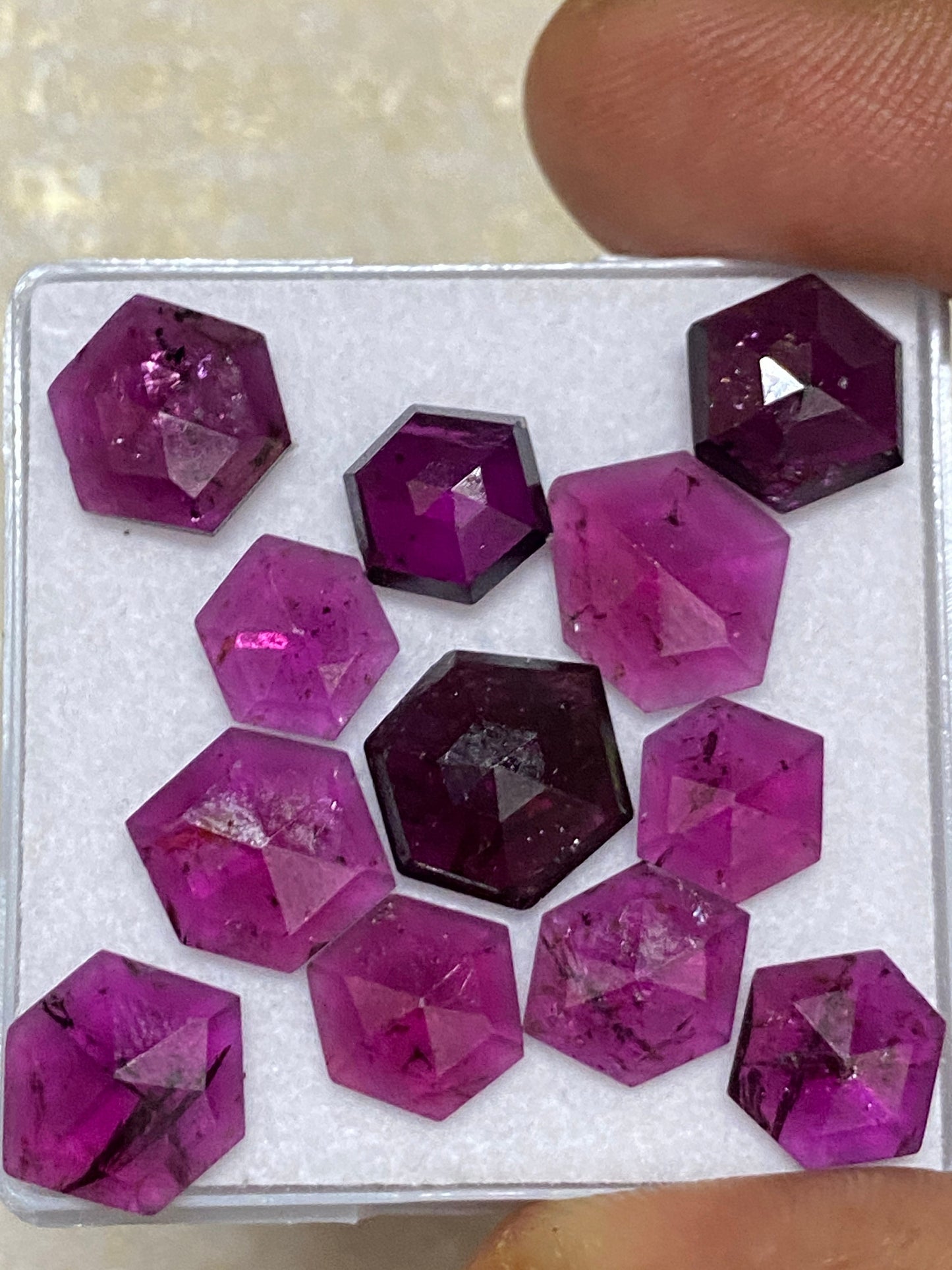 very rare Rhodolite pink garnet hexagon step cut aaa quality Kenya mines wt 37 cts pcs 12 garnet 9x7-11mm Rhodolite hexagons