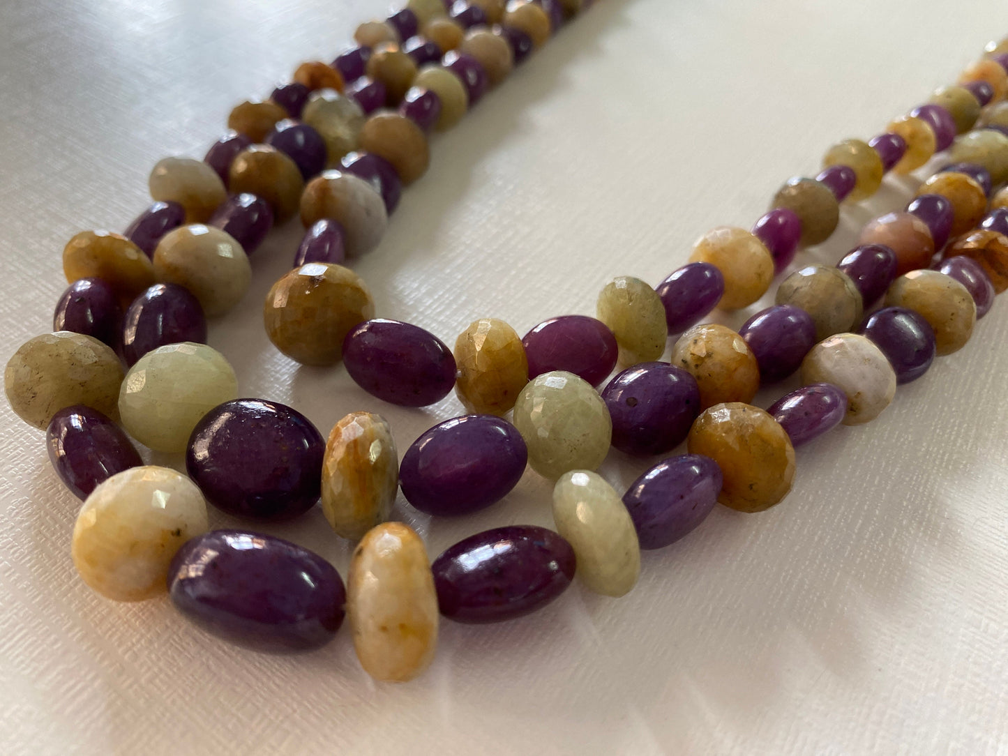 Natural very Rare Yellow sapphire beads purple sapphire oval nuggets  smooth polished size wt 1050 carats  sapphire necklace