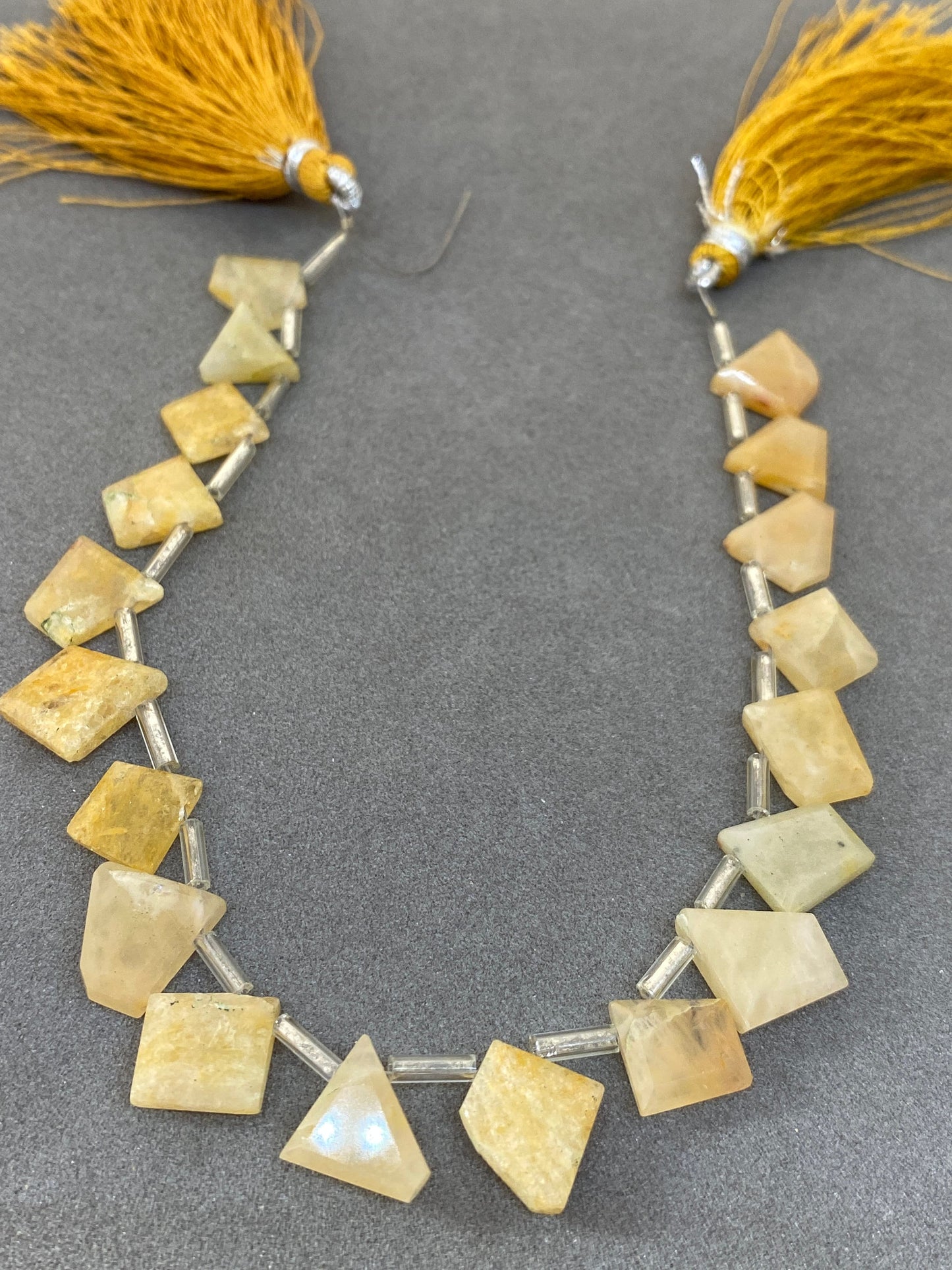 Natural Yellow beryl geometric flats faceted yellow beryl unusual geometric pointed shape strand length 9 inches size 13x9mm-11x7mm