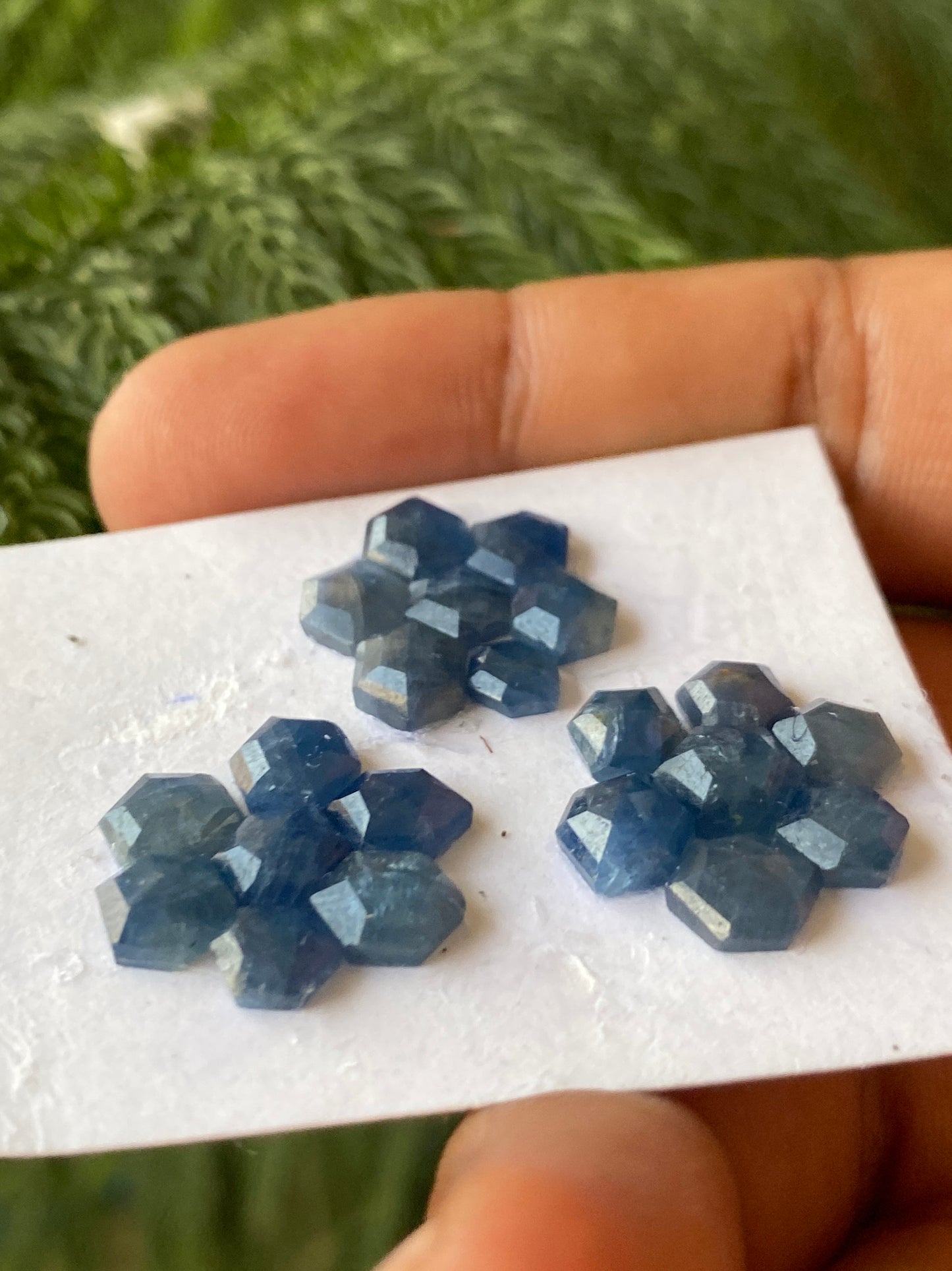 Cute Rare blue sapphire hexagon step cuts  wt 29 cts  pcs 21 size 5.5mm-6.5mm blue sapphire stepcut hexagon flatbacks