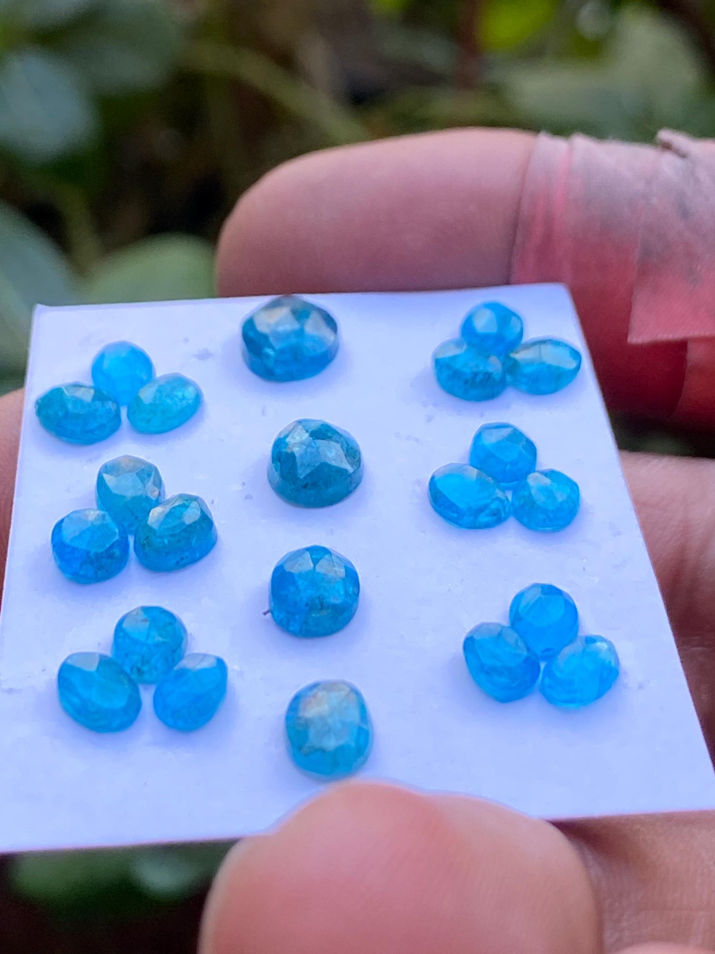 Stunning Neon Blue apatite rosecut wholesale lot wt 12 cts pcs 22 size 5.1x3.8mm-8.4x6.8mm rosecut neon blue apatite flats apatite rosecut