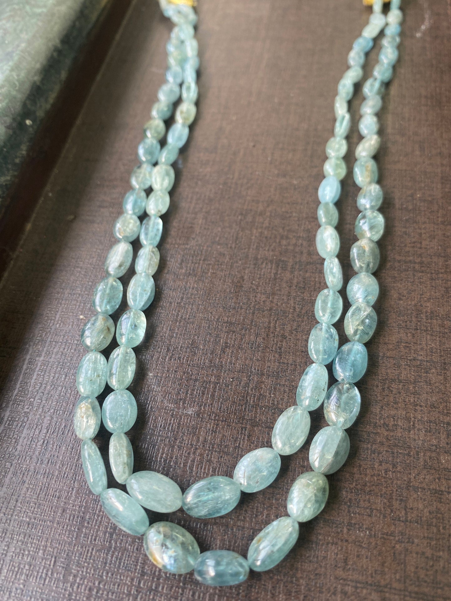 Fascinating  rare aqua kyanite smooth oval nuggets necklace size m inches carats  aqua kyanite oval smooth  necklace