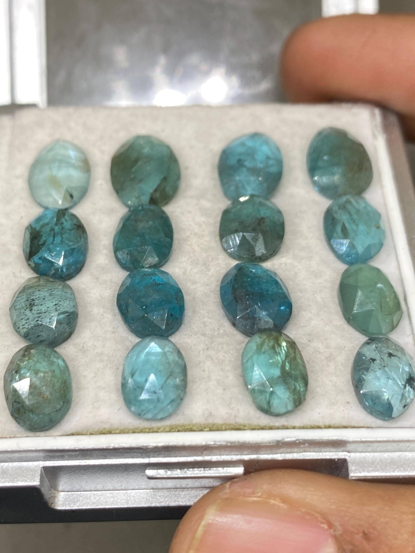 Gorgeous Blue green apatite rosecut wholesale lot weight 31 cts pcs 12 rosecut blue apatite flats size 8.5x6-10x8mm apatite rosecut