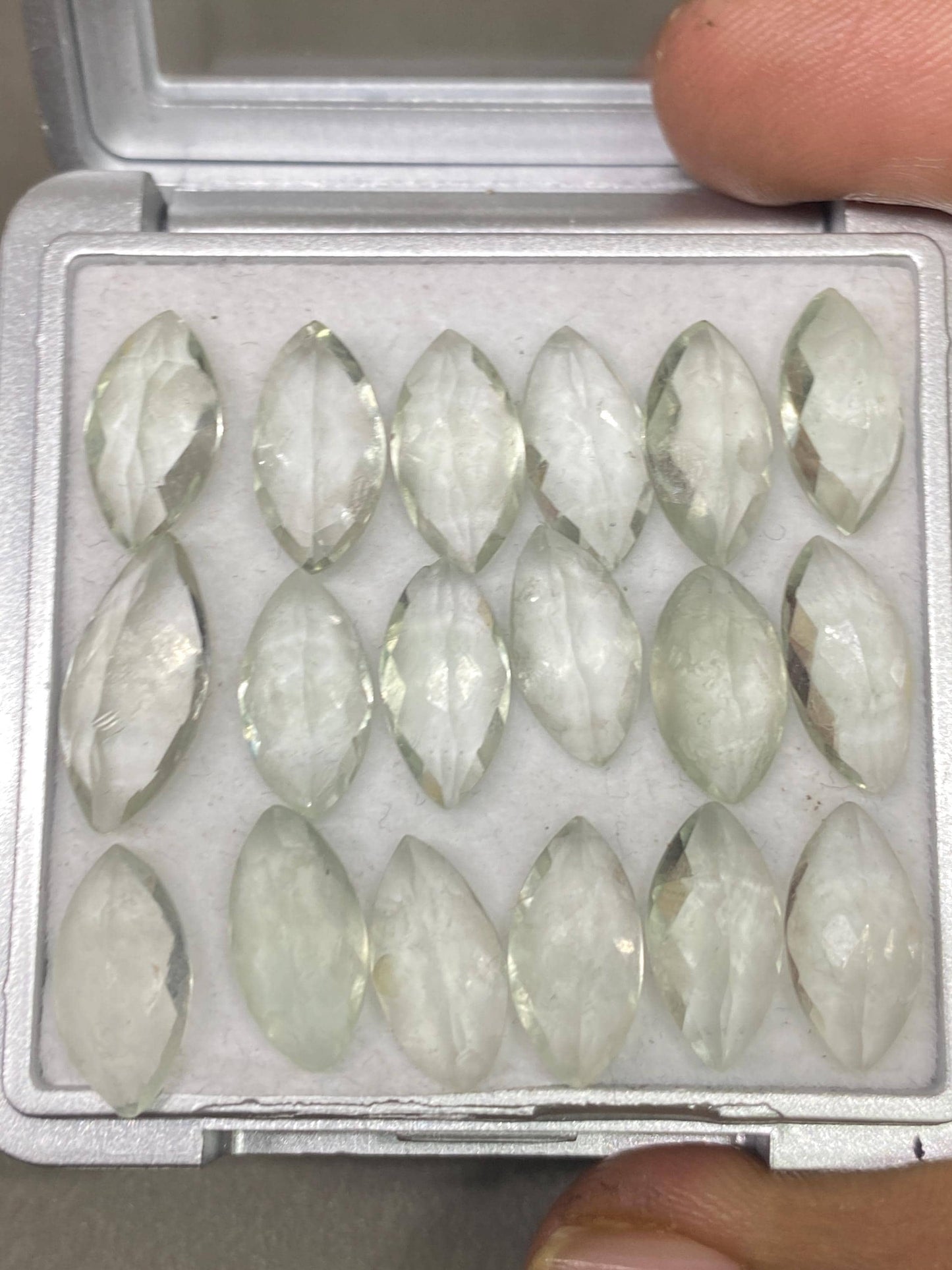 Vivacious Rare green amethyst marquise cutstones pcs 18 wt 39.30 cts size 13x7-16x7mm ideal for rings pendants green amethyst marquise