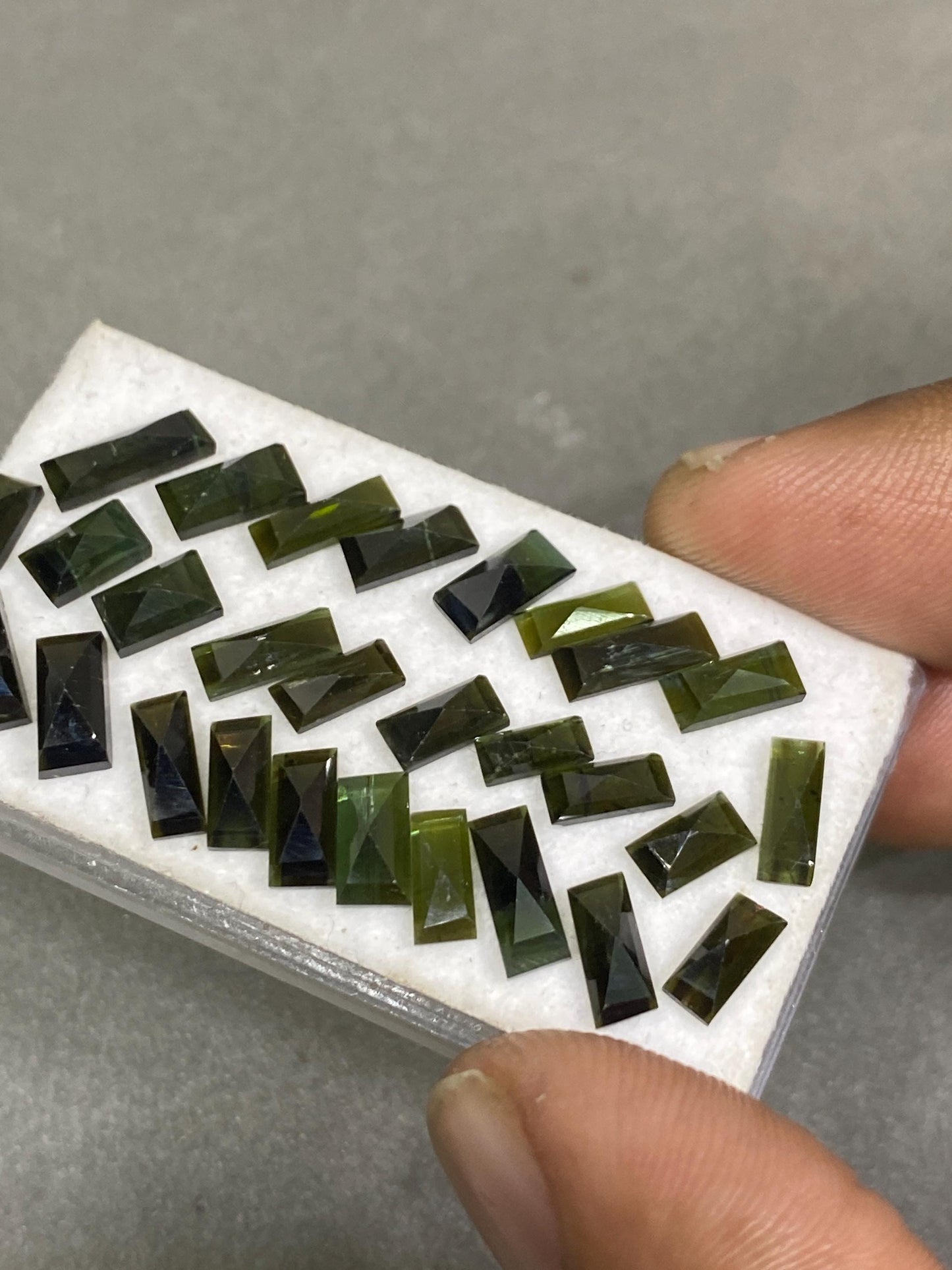 Ravishing Rare Green tourmaline sugarloaf step cuts weight 14.75 cts pcs 28 small size 3.8mm-6x4.6mm tourmaline stepcut sugar loaf flatback