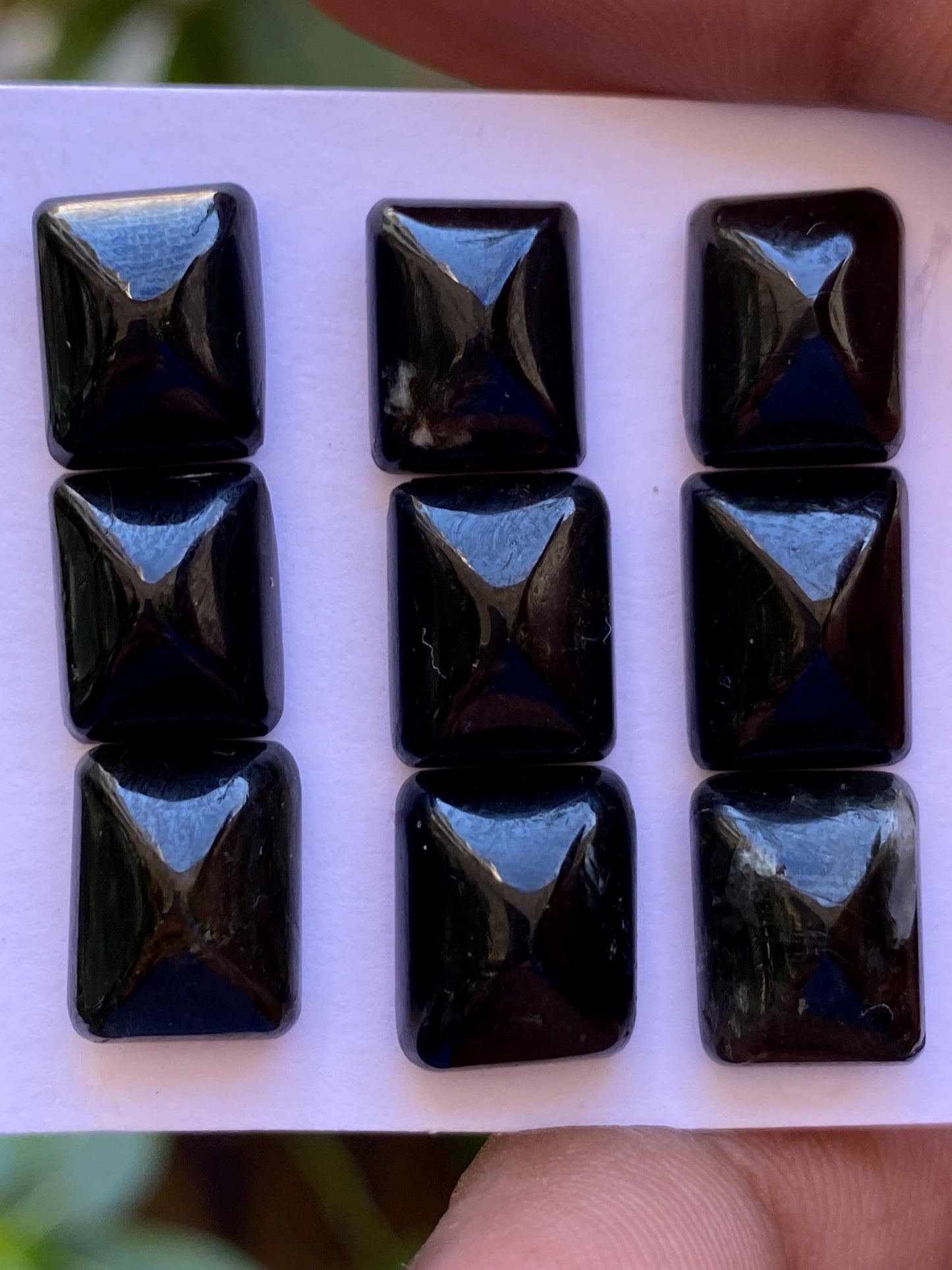 Gorgeous rare Black tourmaline sugar loaf cabochons  wholesale lot wt 45.95 cts pcs 9 size 10.5x8.5mm-11.6x9mm black tourmaline cabochons