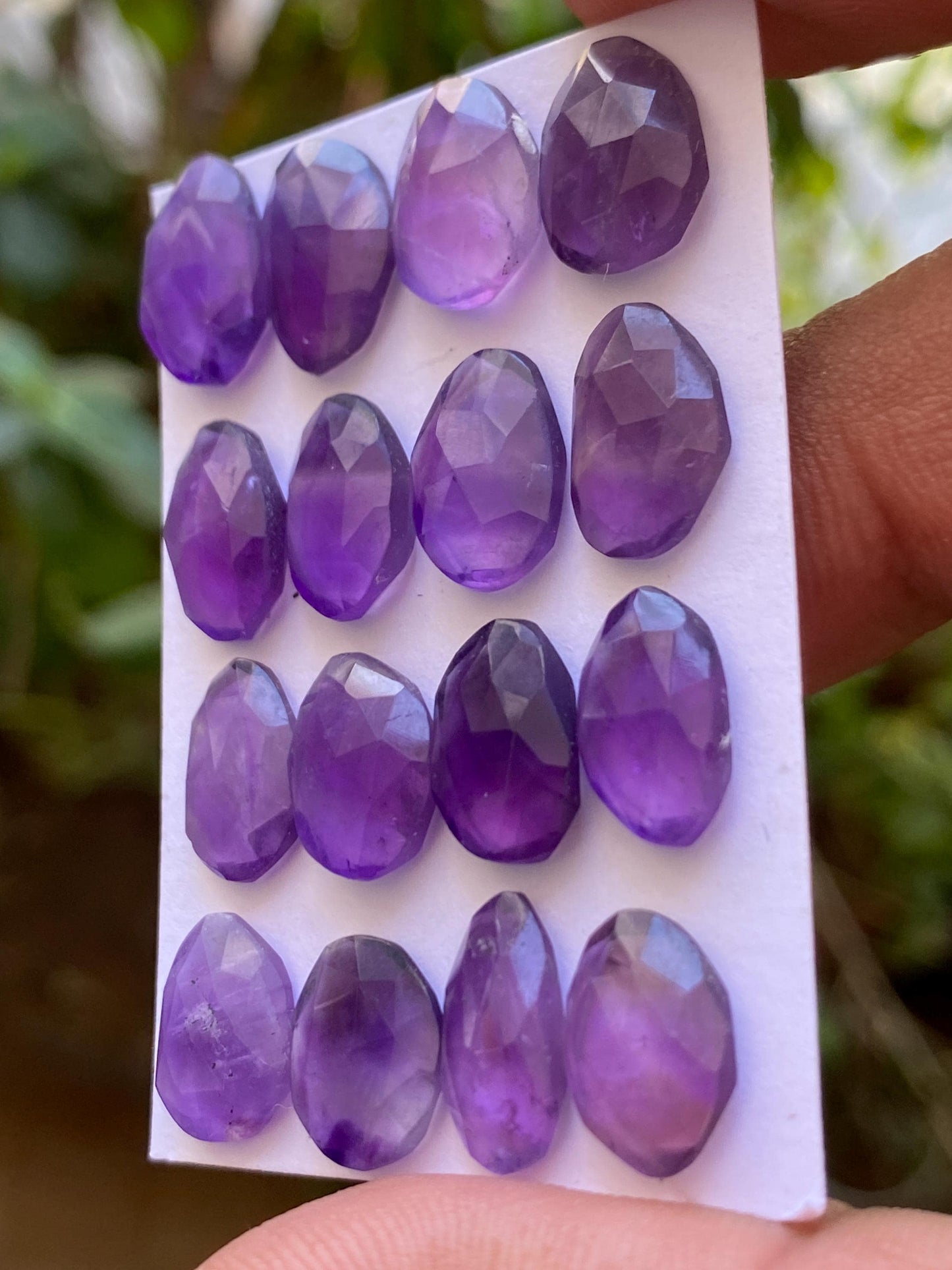 Lovely amethyst rosecut flatback beautiful fine polish and cutting weight 45 carats size  11x9-13x9mm pcs 16 rosecut amethyst