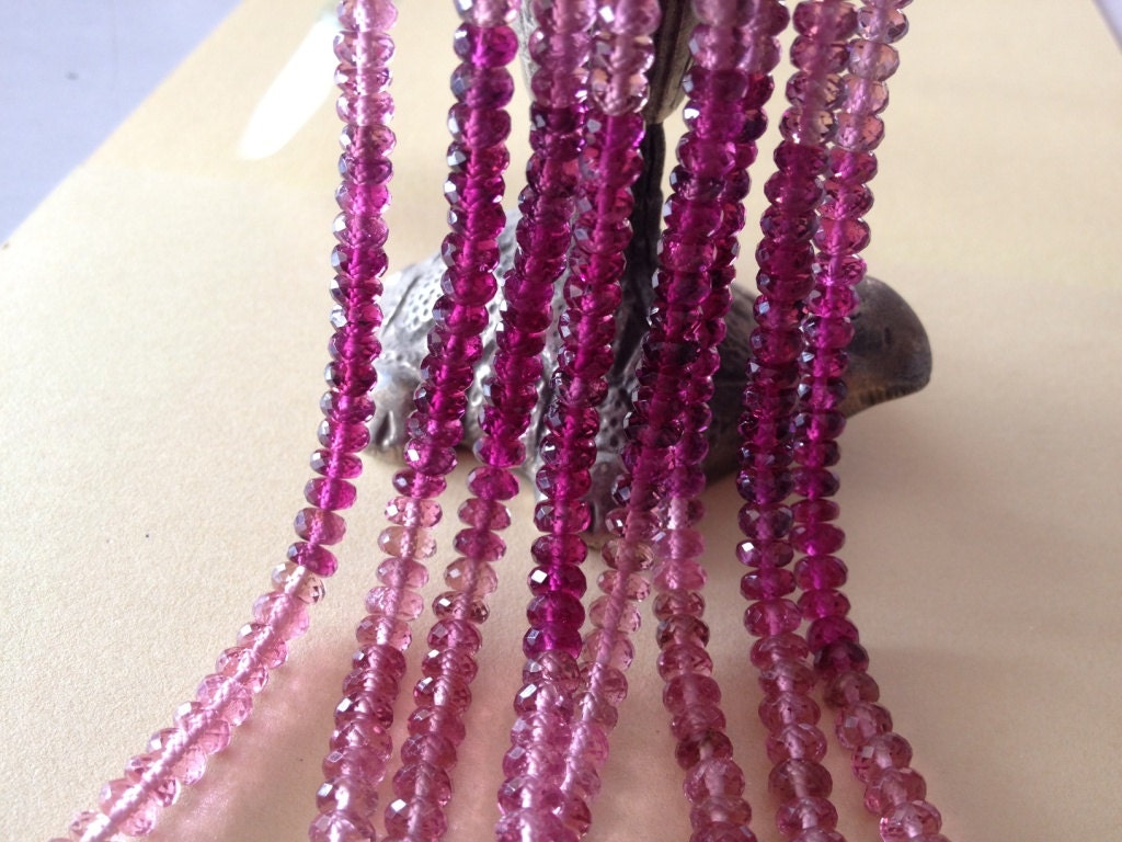 Tourmaline beads NATURAL rubellite beads tourmaline pink tourmaline beads Size 4.5-6.5mm wt 381 cts shaded pink tourmaline 4 strands