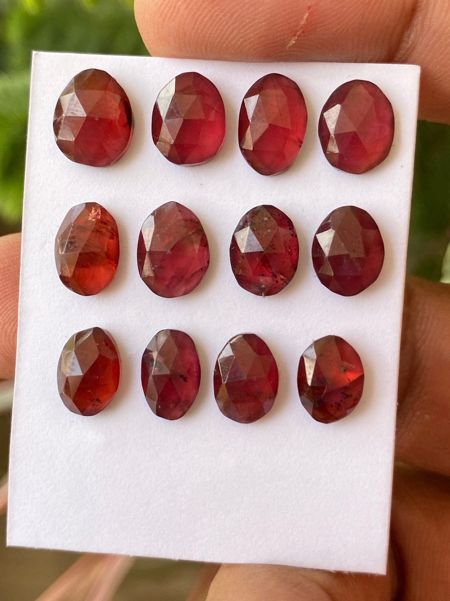 Gorgeous rare rosecut red  garnet fancy garnet rosecut  pcs 12 wt 28 cts mix sizes 9x6-10x7mm mix shapes orange garnet rosecut