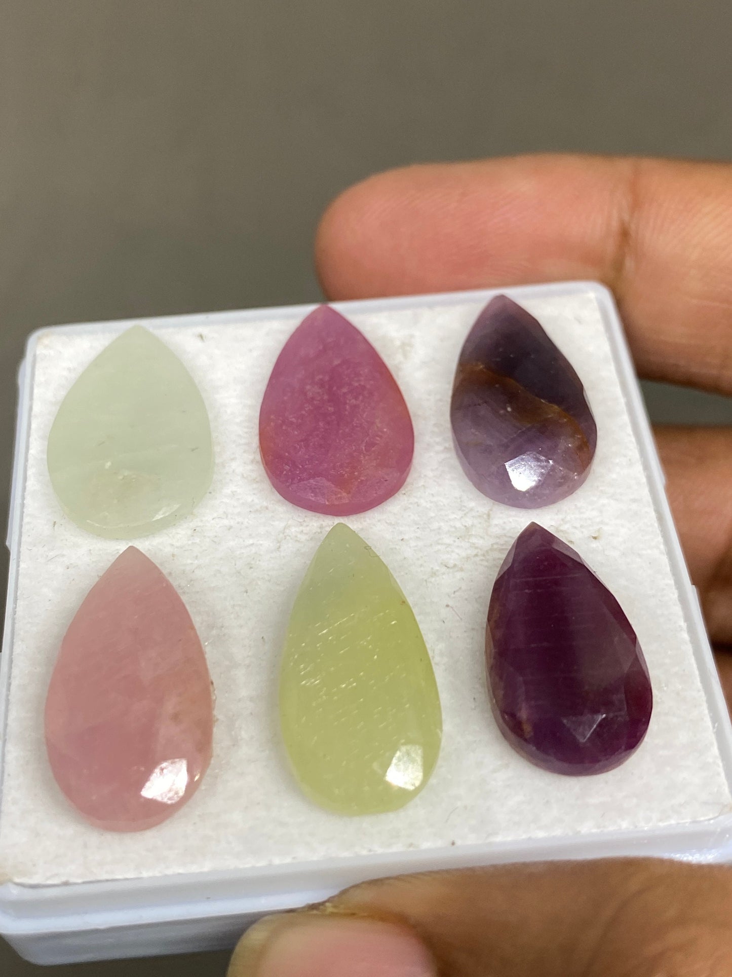 Beautiful  colorful natural Rosecut multi sapphire pear shape mirror flatback gems wt 52  cts pcs 6 size 19x11-22x11mm  rosecut sapphire