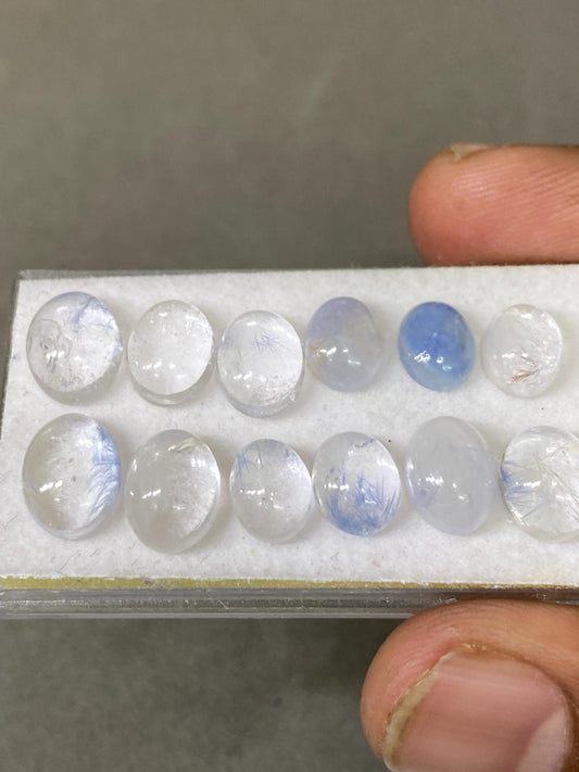 Stunning rare Dumortierite in quartz oval  cabochons pcs 12 Wt 24.70 cts size 8x6mm-10x8mm  Brazilian mines dumortierite cabochons