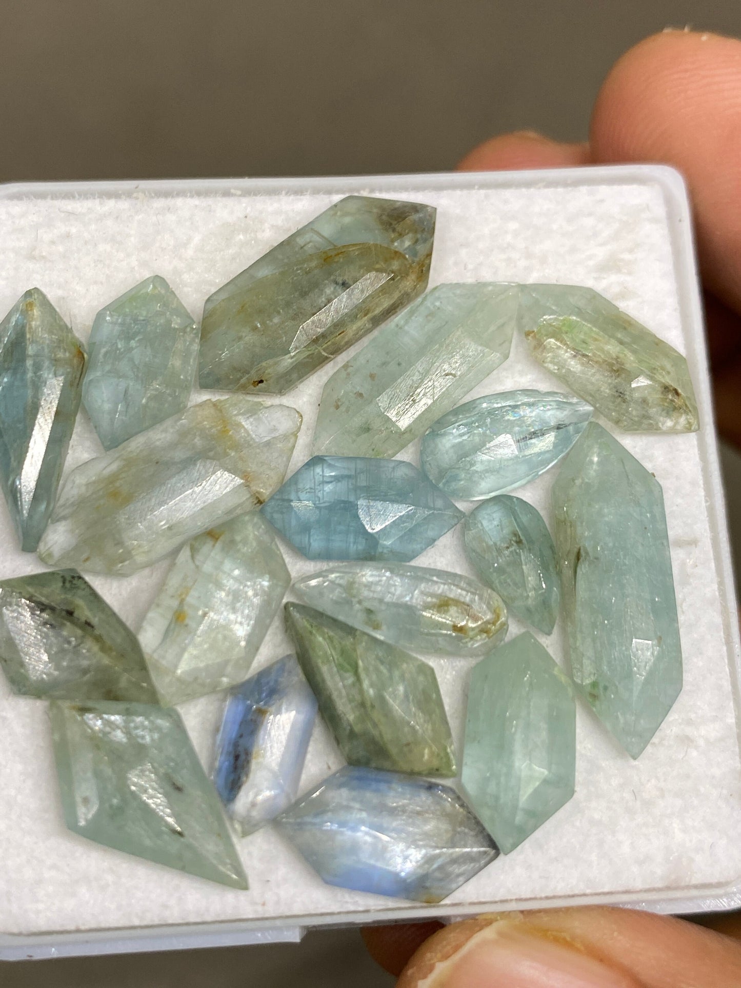 Stunning rare aqua kyanite hexagon kite pear medium quality lovely color weight carats pieces 18 size  rosecut gems