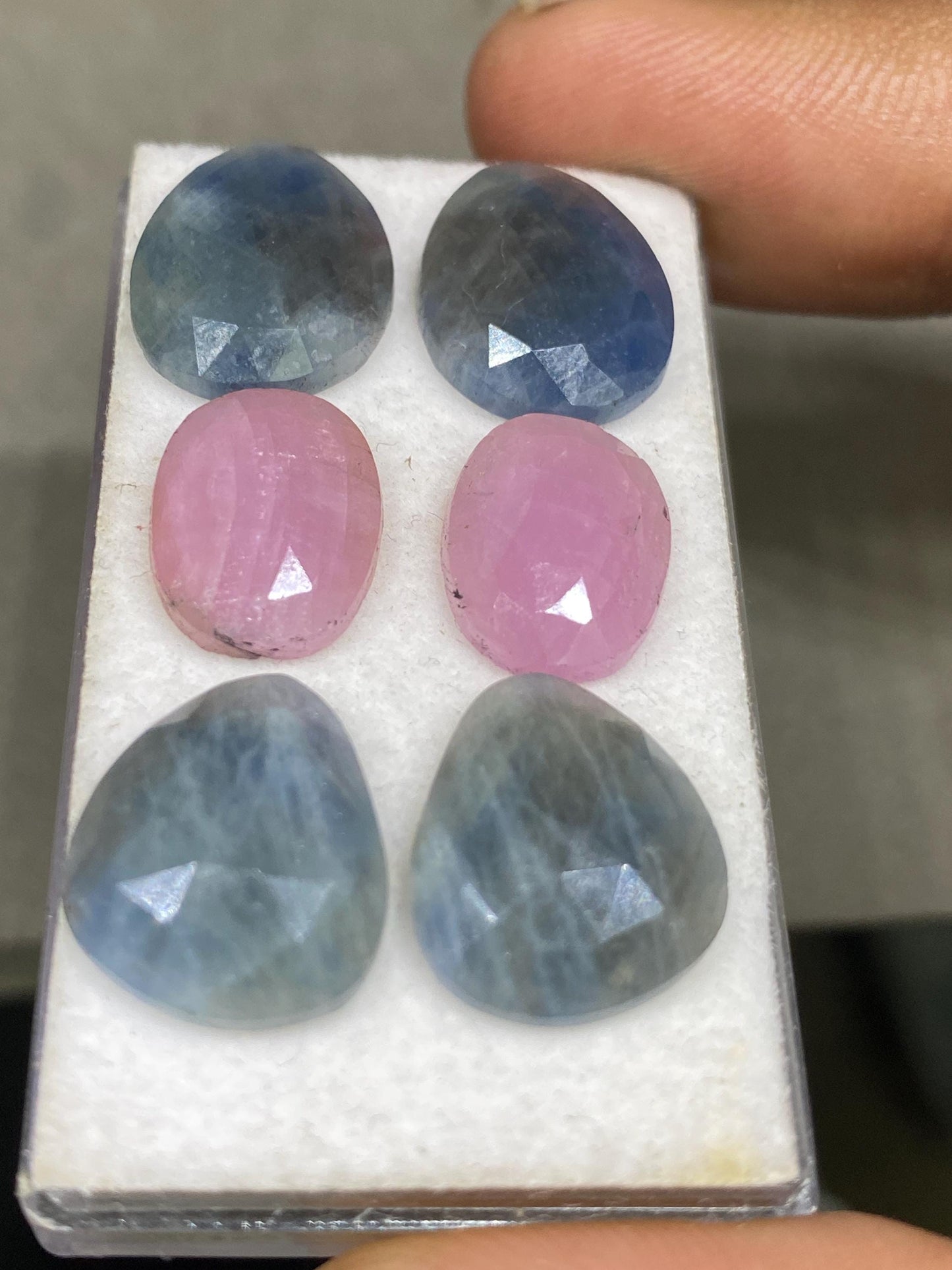 Stunning rare multi sapphire rosecut matched pair  natural sapphire pcs 6 weight cts size   rosecut sapphire wholesale