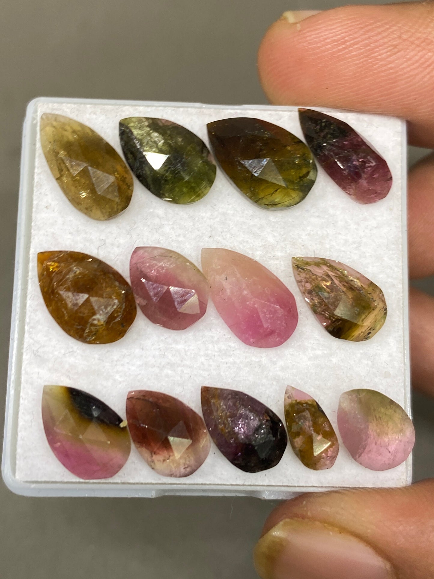 Stunning Watermelon multi tourmaline rosecut lot amazing quality pears wt 25.10 cts size 9x4.5mm-13.5x7mm pcs 13 natural tourmaline rosecut