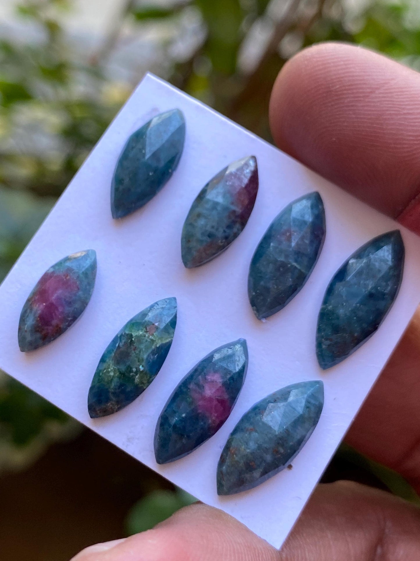 Very cute  rare natural ruby fuschite rosecut marquise lot  pcs 8 wt 29.25 cts size 14x6.3mm-18.7x7.7mm unheated untreated ruby rosecut