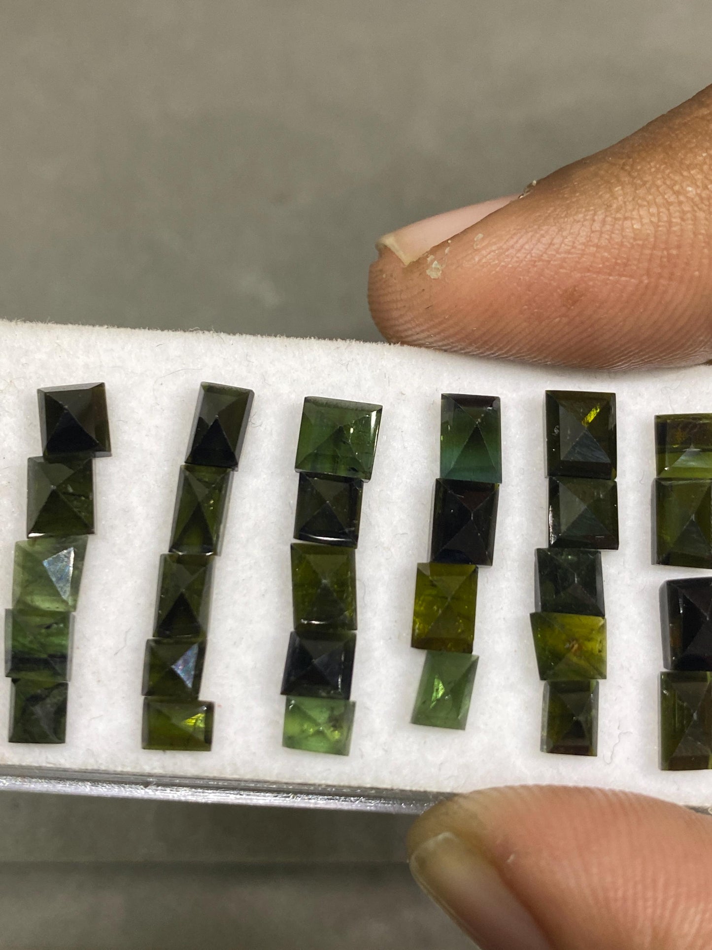 Ravishing Rare Green tourmaline sugarloaf step cuts weight 16.50 cts pcs 28 small size  6x2mm-9.6x3mm tourmaline stepcut sugar loaf flatback