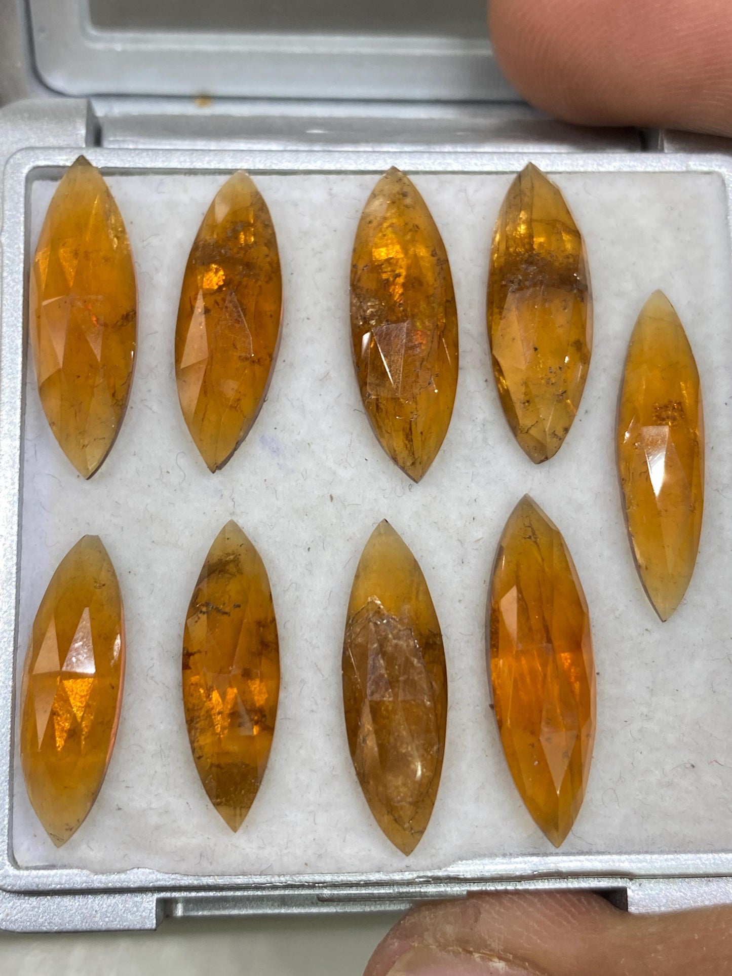 Stunning Rare orange kyanite rosecut marquise flats fine quality weight 35.80 carats pcs 9 size 19x6-21x7mm good quality rosecut kyanite