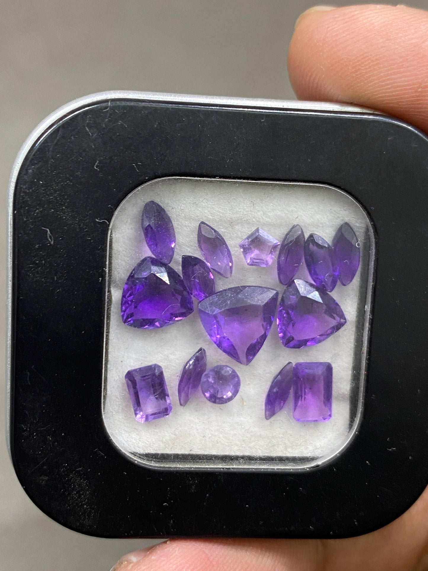 Beautiful amethyst cut stones mix shapes fine quality wt 8.95 cts size 4.5x4mm-9.2x8.7mm  pcs 15