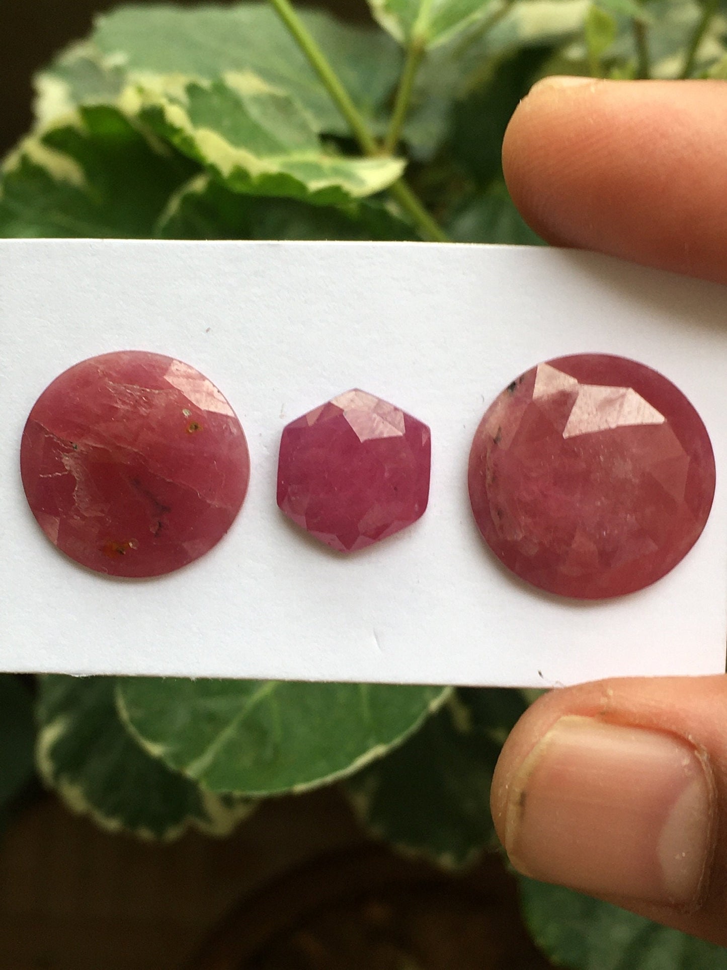 Stunning rare huge natural ruby Round hexagon unheated untreated ruby rosecut lot wt  32.10 cts pcs 3 size  12.2mm to 18.2mm  ruby rosecut