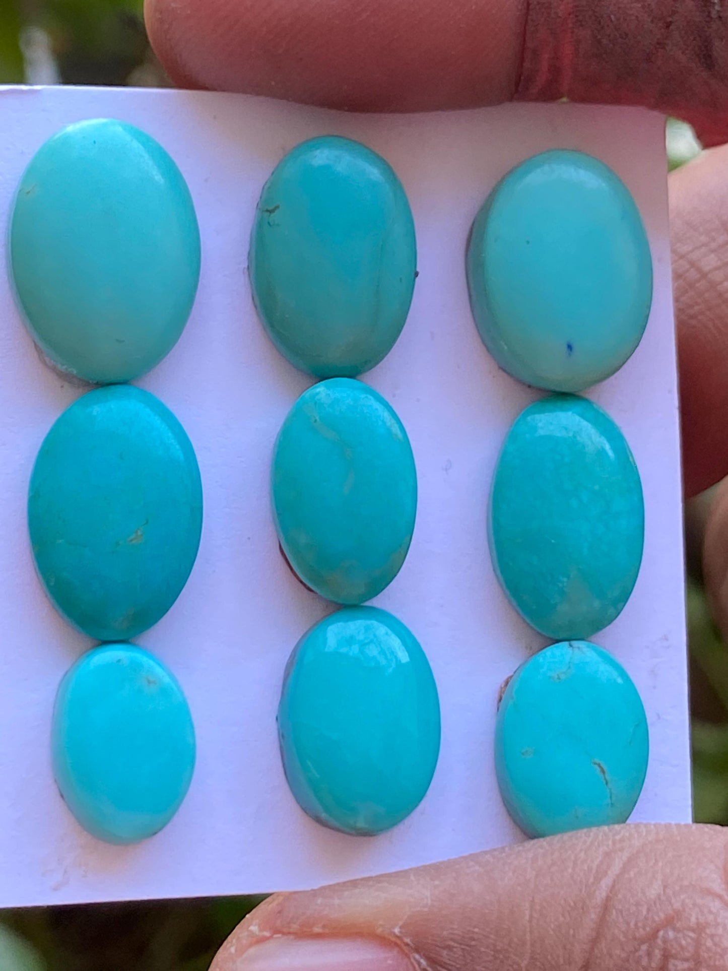 Lovely rare Arizona  mines Turquoise cabochons  natural smooth polished ovals pcs 9 wt 44.70 carats 11.8x8.5mm-15.6x11mm turquoise cabochons