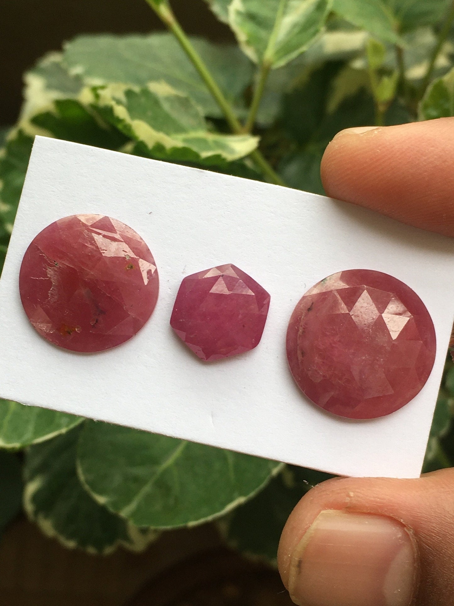 Stunning rare huge natural ruby Round hexagon unheated untreated ruby rosecut lot wt  32.10 cts pcs 3 size  12.2mm to 18.2mm  ruby rosecut