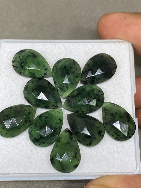 Beautiful moss serpentine rosecut pears flats  size 15x10mm approx  wt 44 cts carats pcs 10 serpentine rosecut wholesale