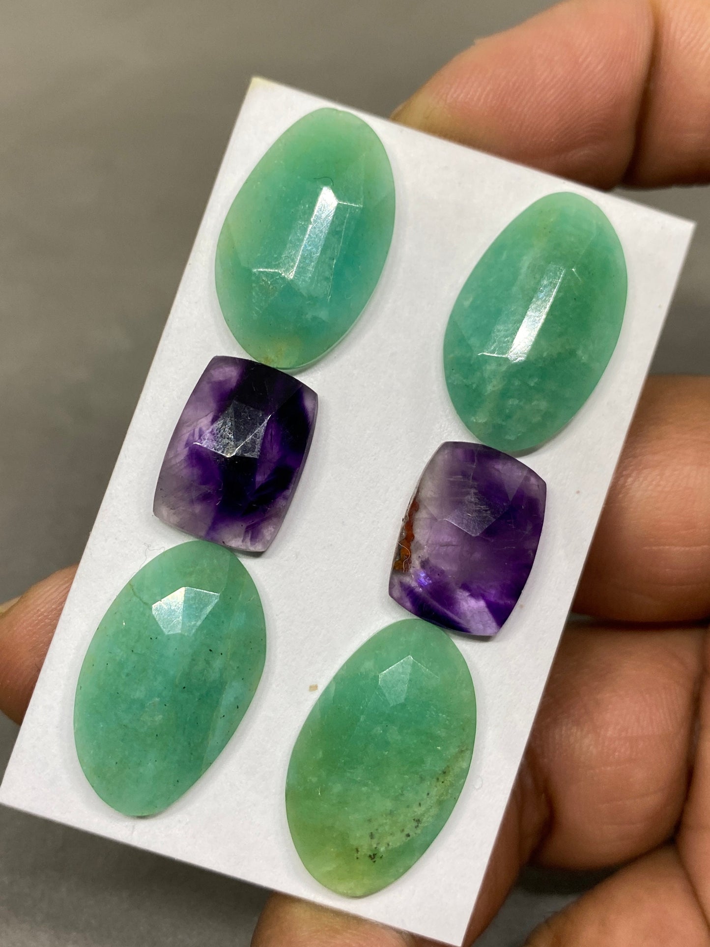 Very beautiful amazonite rosecut Ametrine flats fine quality faceted pcs 6 weight 51 carats size 16x11mm-23x14mm gemstone flats