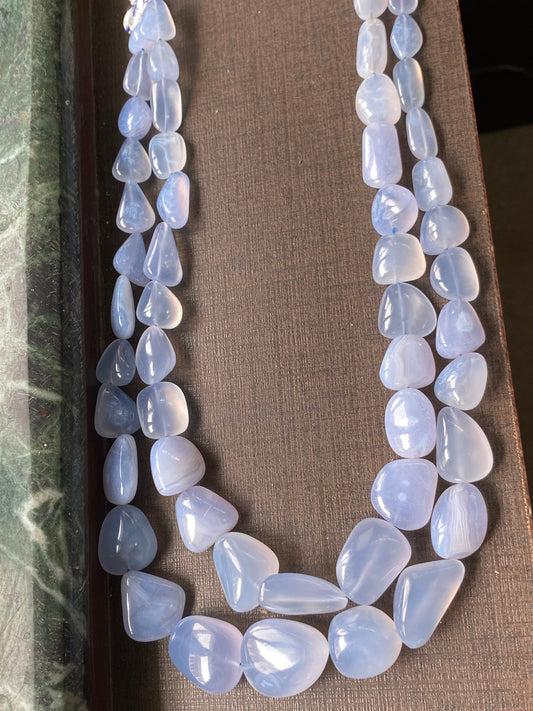 Delightful Lavender chalcedony tumble nuggets necklace aaaaa fine quality wt 814 cts length inches size chalcedony necklace