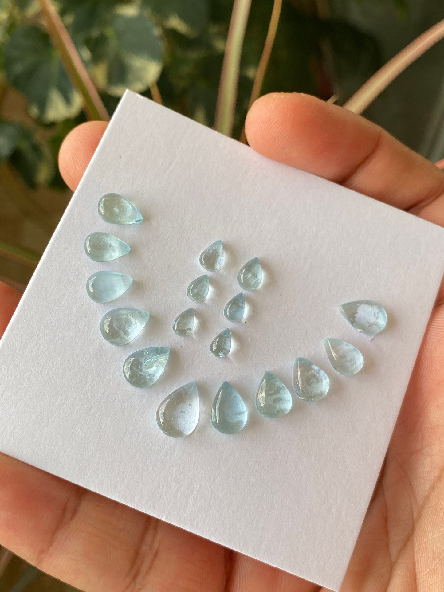 Amazing aquamarine pear cabochons necklace earring set natural aquamarine cabochons weight 22 pcs 17 size 6x4mm-11x8mm aquamarine cabochons