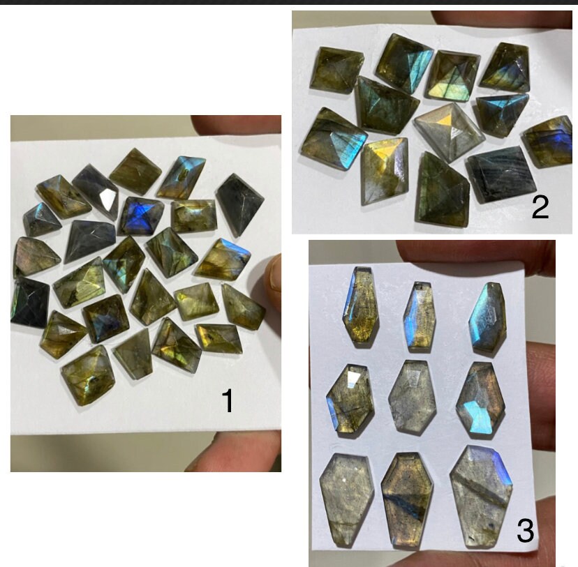 Fascinating labradorite mix kite (lot 1 and lot 2) coffin (lot 3) geometric shape faceted beautiful fine quality  geometric design flats