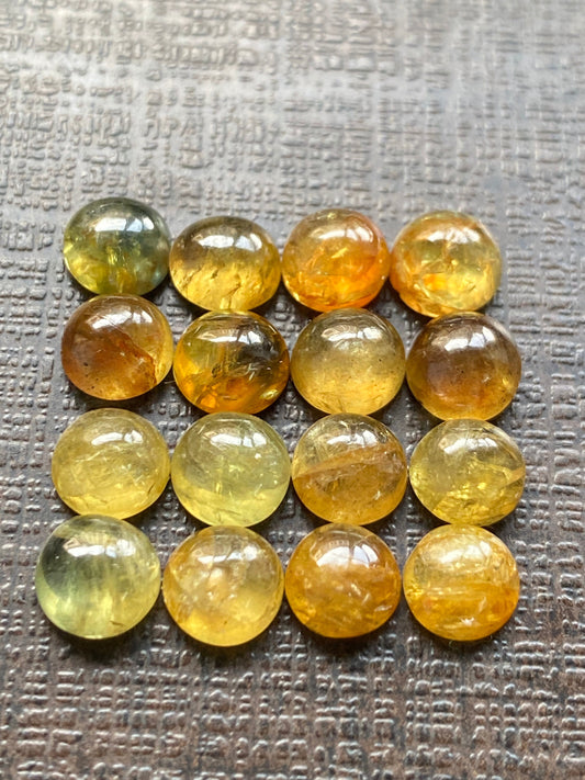 Fabulous very rare Kenya mines yellow sapphire cabochons smooth Bicolor  wt 22 carats pcs 16 size  sapphire round rosecut gems