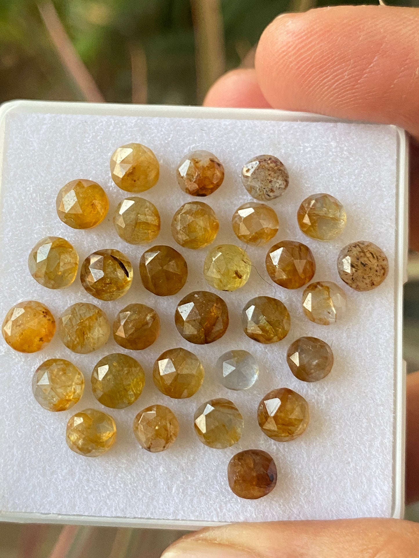 Extremely rare bi colo natural yellow sapphire tanzania mines wt 30 cts size 4.7mm-6mm pcs 30 rosecut sapphire lot Bicolor gems