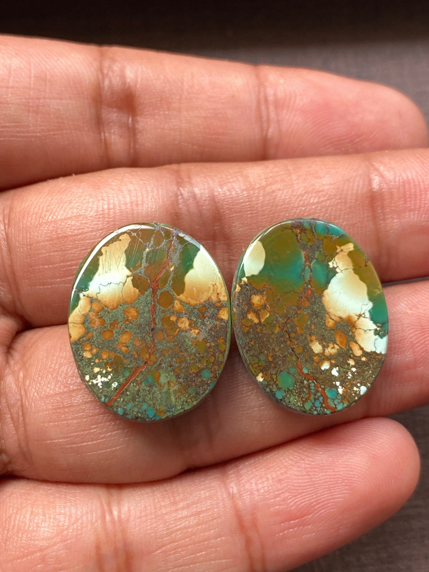 Turquoise pair big natural hubei mines smooth polished mountain turquoise pcs 2 wt 41.35 carats big size 25x20mm turquoise earrings supply