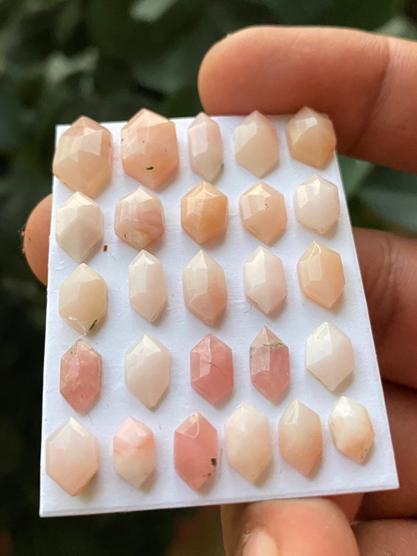 Splendid Rare Pink opal hexagon step cuts weight 47.50 carats  pcs 26 size 7.8x4.7mm-14.3x8mm Pink opal stepcut hexagon flatbacks