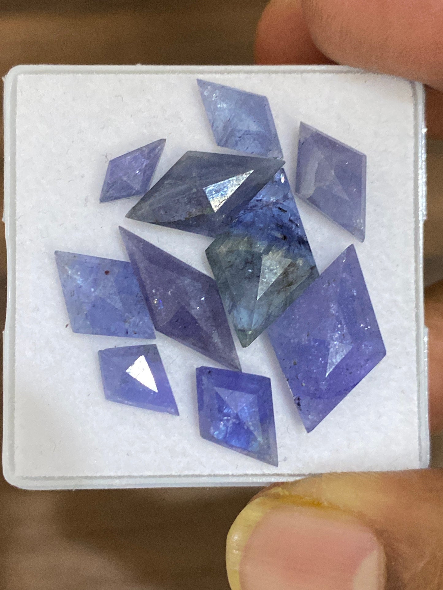 Nice Rare Tanzanite  diamond shape step cuts weight 26  cts  pcs 10 size 8.8x4.5mm-18.4x11mm  Tanzanite  stepcut hexagon