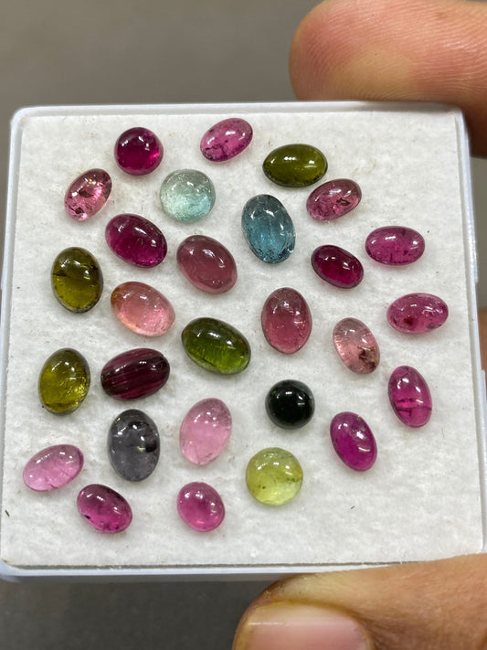 Pink tourmaline green Tourmaline cabochons pcs 28 weight 17 carats size 5mm-7x5mm pink tourmaline cabochons smooth ovals