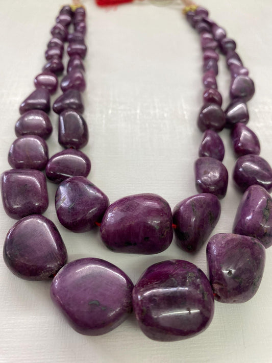 Stunning Rare big size Natural Ruby Jewelry necklace old tumbles antique beads necklace unheated ruby necklace weight 1700 carats size  mm