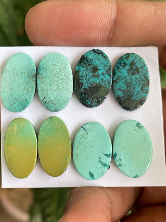 Awesome Turquoise pairs natural hubei mines smooth polished cloud mountain pcs 8 wt 42.40 carats 17x12-18x11mm turquoise earrings supply