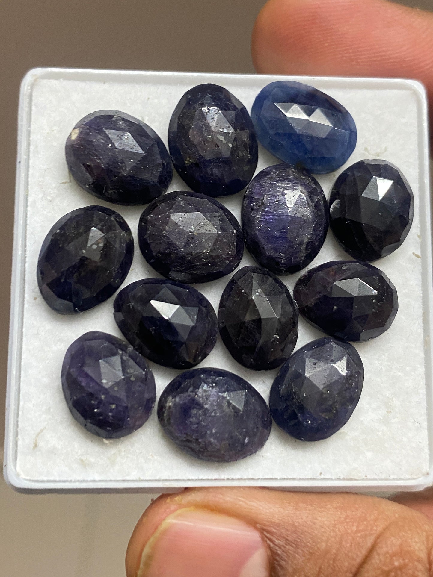 Gorgeous dark blue sapphire egg shape rosecut pcs 13 wt 80 carats size 12x9-13x10mm egg blue sapphire rosecut