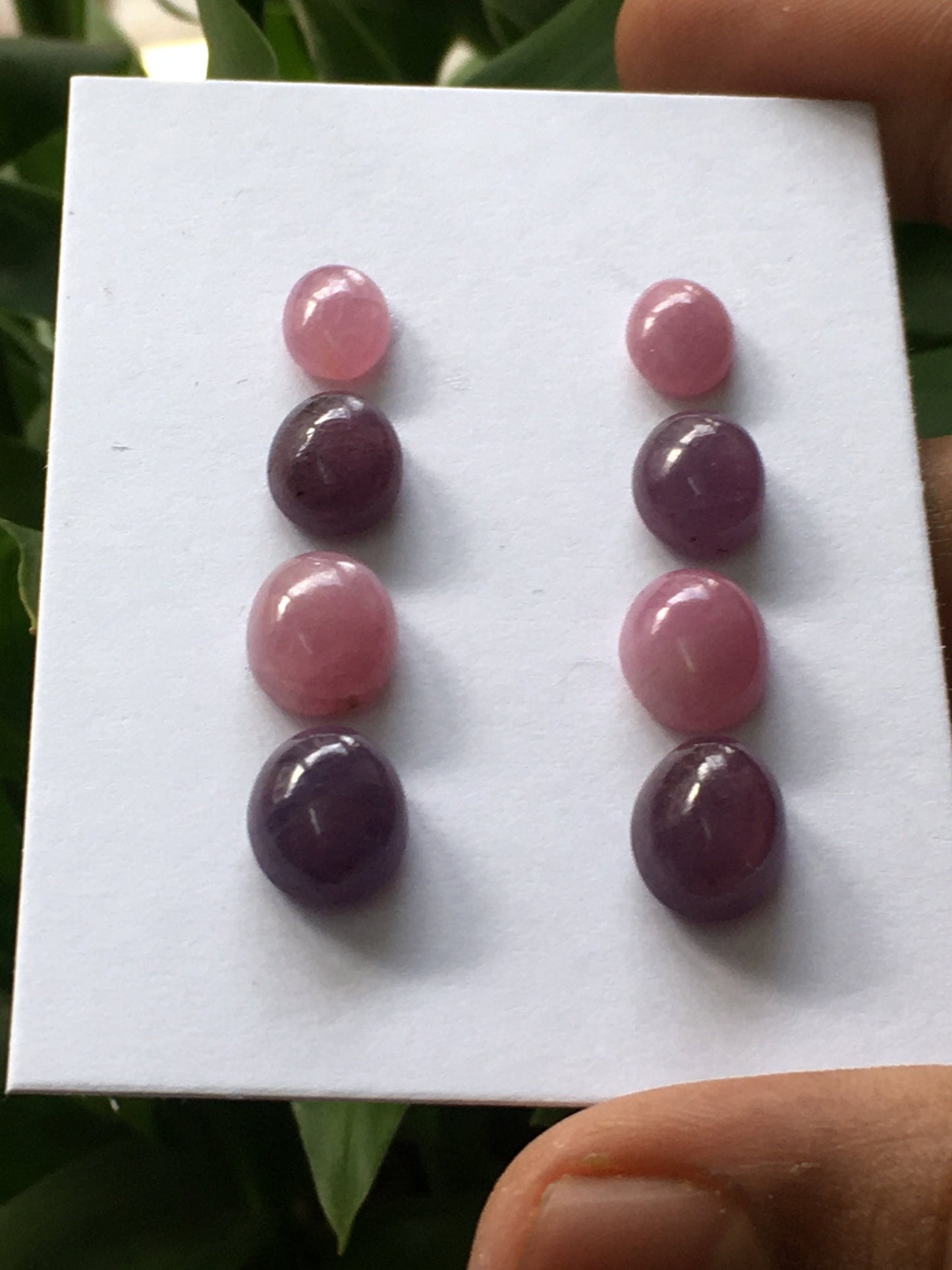 Lovely pink sapphire ruby oval cabochons earrings supply pcs 8 wt 41.60 carats size 9x7mm to 16x14mm natural unheated untreated cabochons