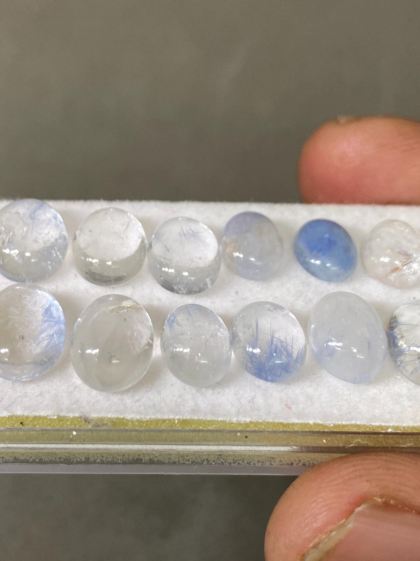 Stunning rare Dumortierite in quartz oval  cabochons pcs 12 Wt 24.70 cts size 8x6mm-10x8mm  Brazilian mines dumortierite cabochons