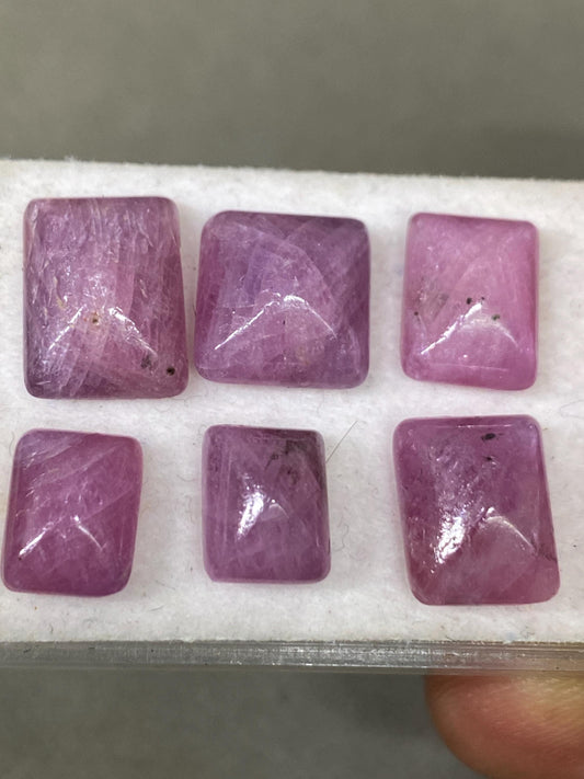 Stunning very rare  pink sapphire ruby sugar loaf cabochons  weight 31.85 cts pcs 6 size  8.9x7-12x9.2mm ruby sugar loaf cabochons