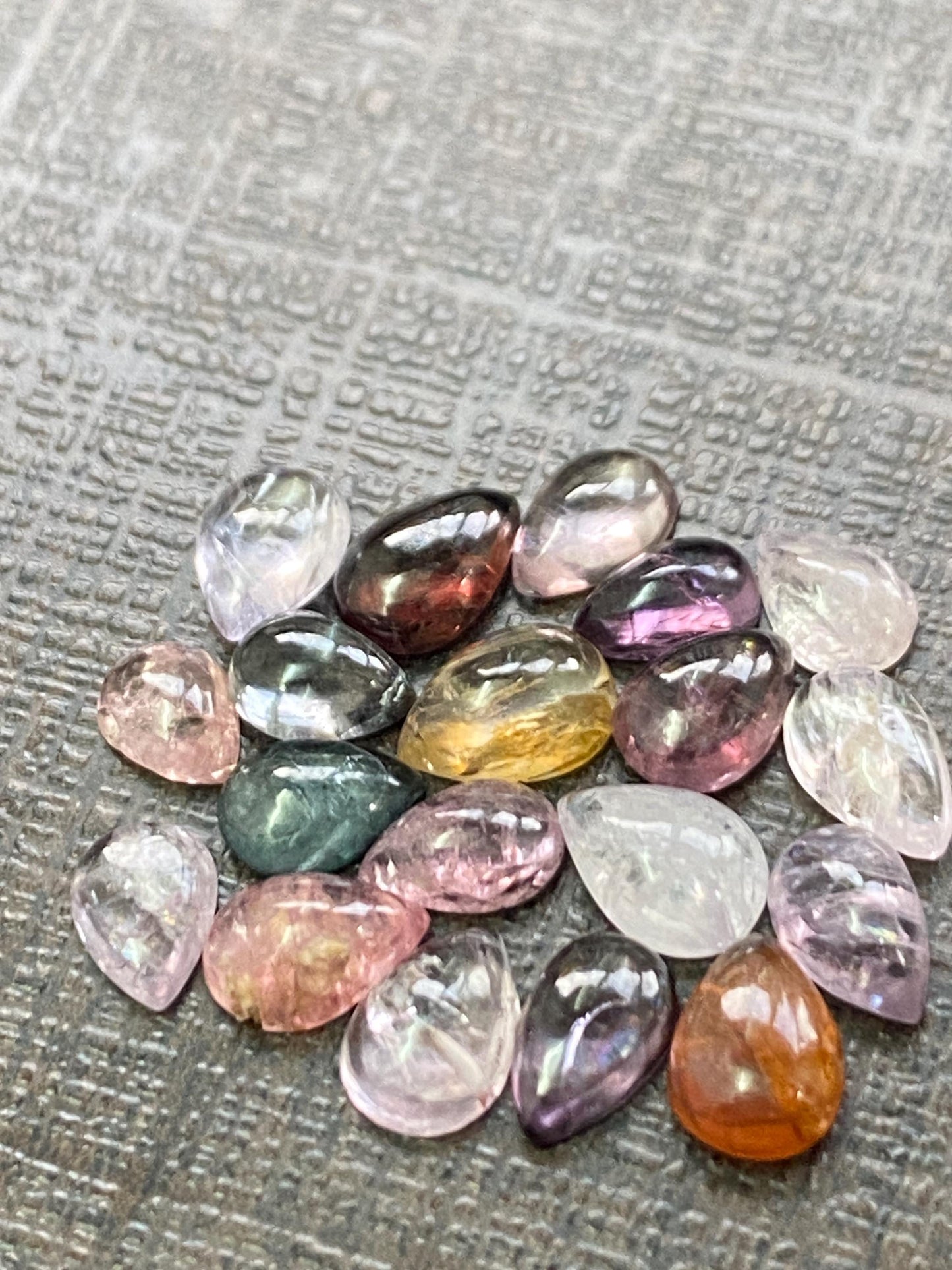 sparkling very rare burma mines multi spinel Pear cabochons lot beautiful gems pcs 20 weight 13.15 cts size 5.6x4mm-7x5mm  spinel cabochons