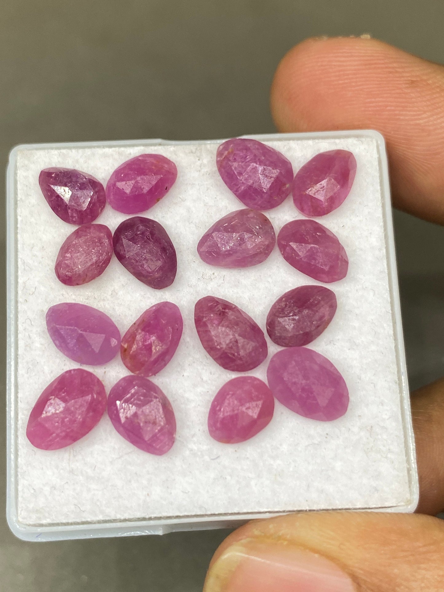 Enchanting very rare ruby pink sapphire rosecut lot pear oval pcs 16 wt 23 cts size 7.6x5.2-9x6mm unheated untreated mozambique ruby rosecut