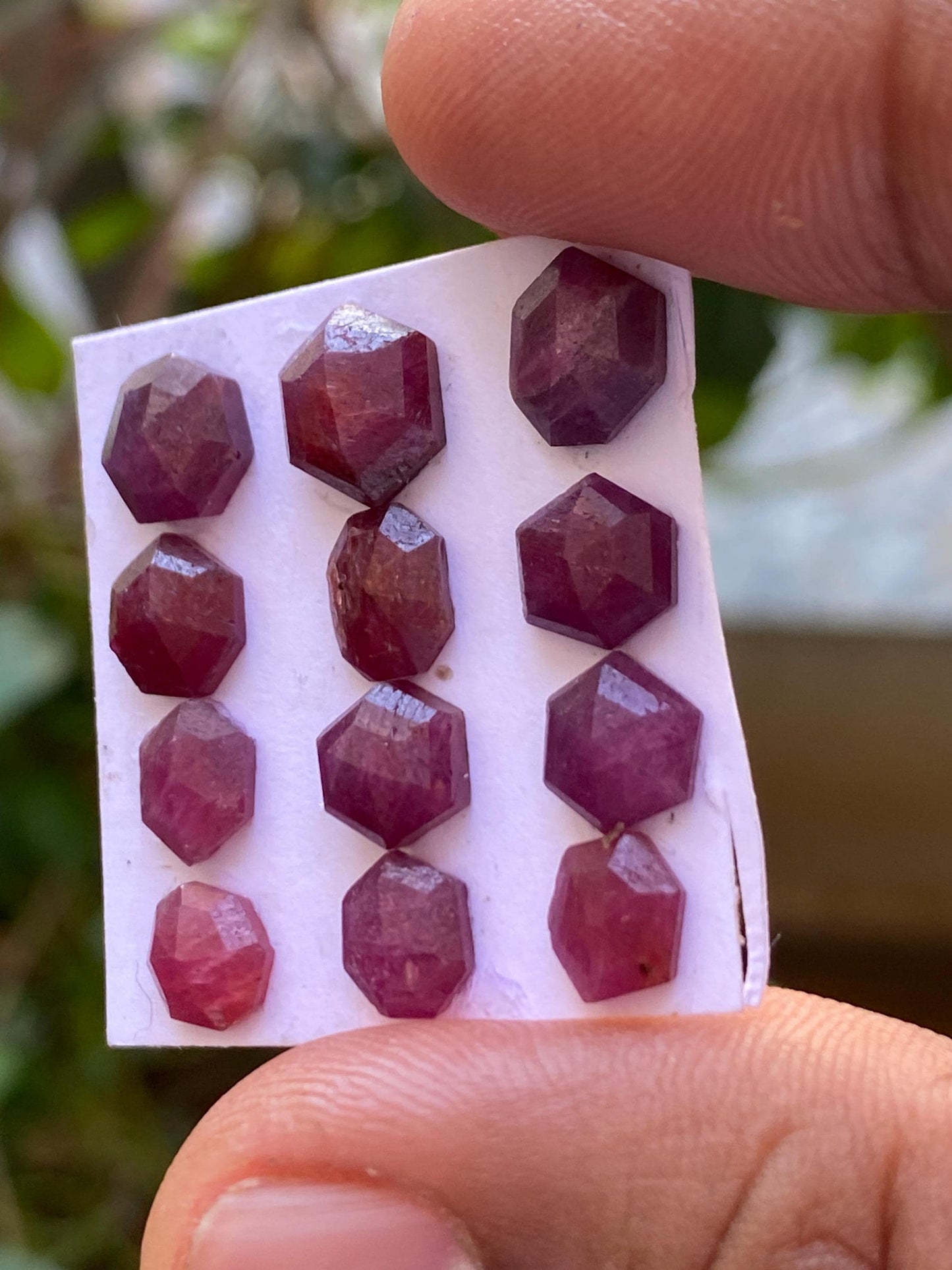 Impressive  Rare Kenya mines ruby hexagon step cut wt 18.30 cts  pcs 12 size 6.8x6.5mm-9.1x8mm ruby stepcut hexagon flatbacks