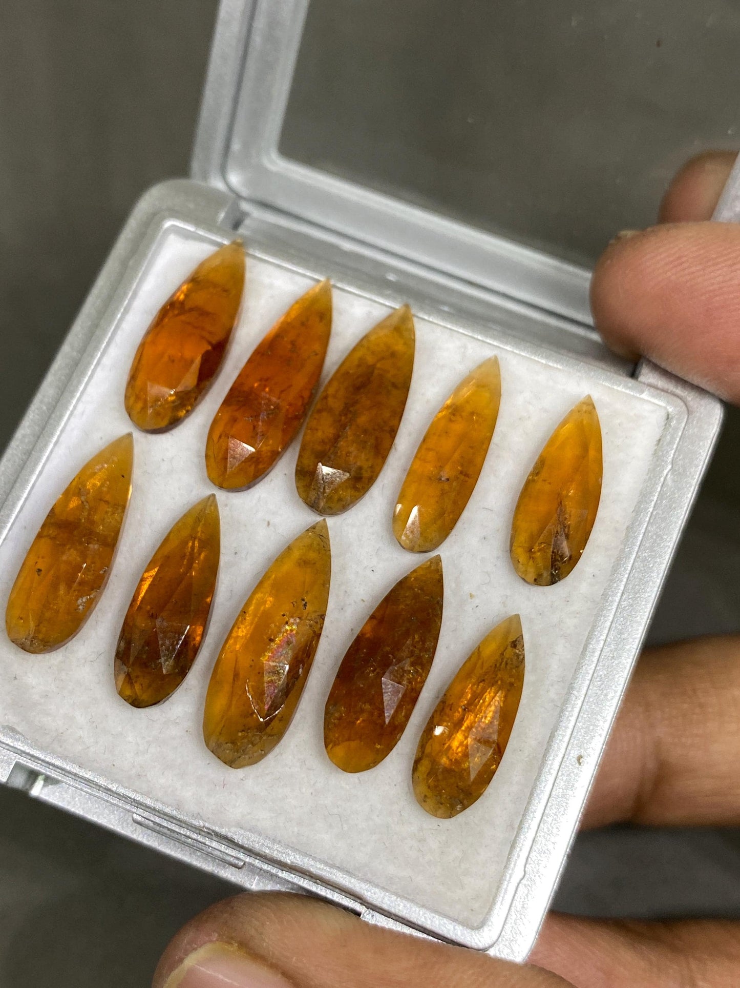 Stunning hessonite orange garnet pear shape rosecut wt 40 carats pcs 10 size 17x6mm-22x6mm Hessonite garnet rosecut pears