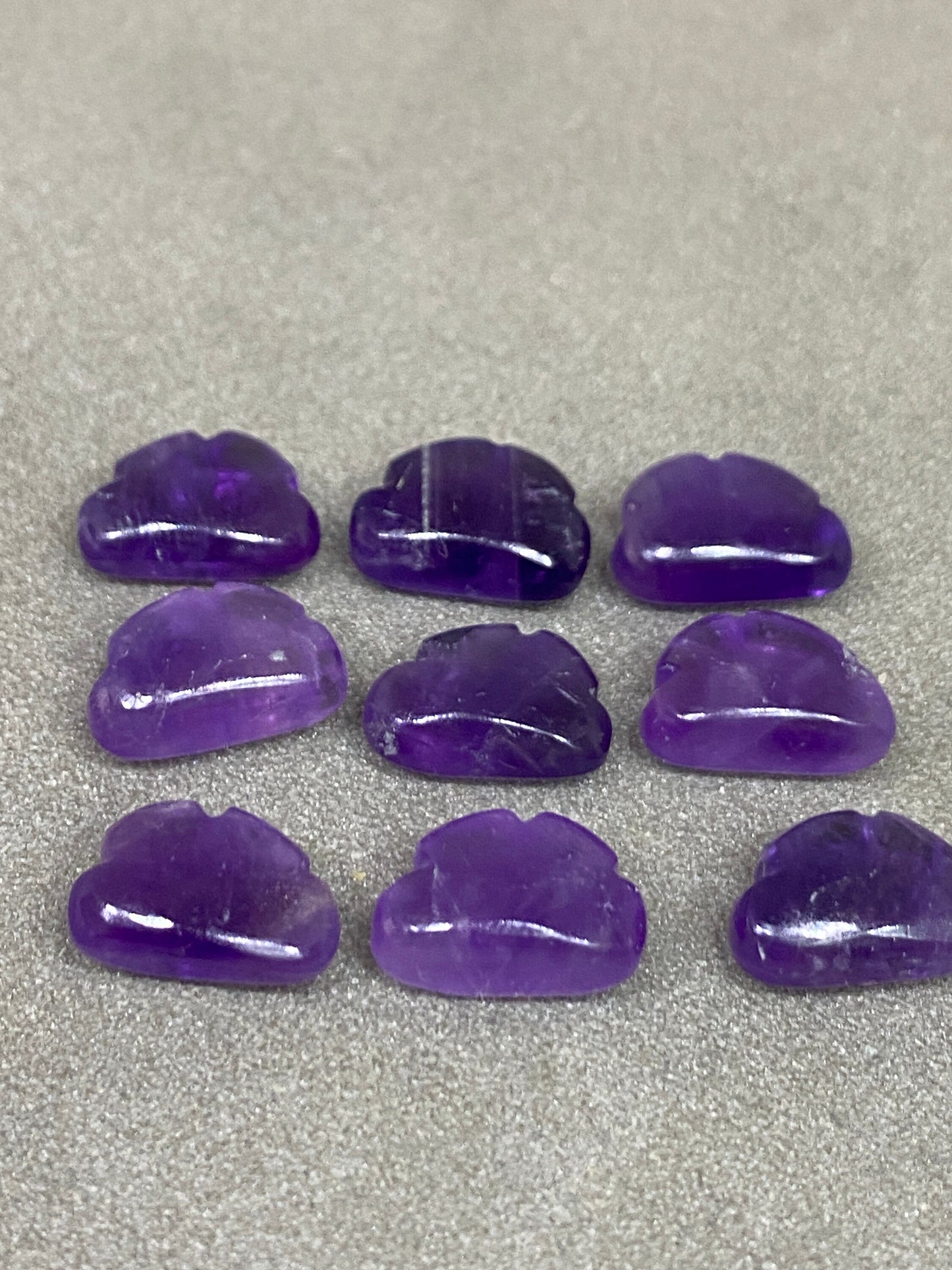 Natural amethyst   cloud smooth hand carved 12x8mm amethyst clouds carving