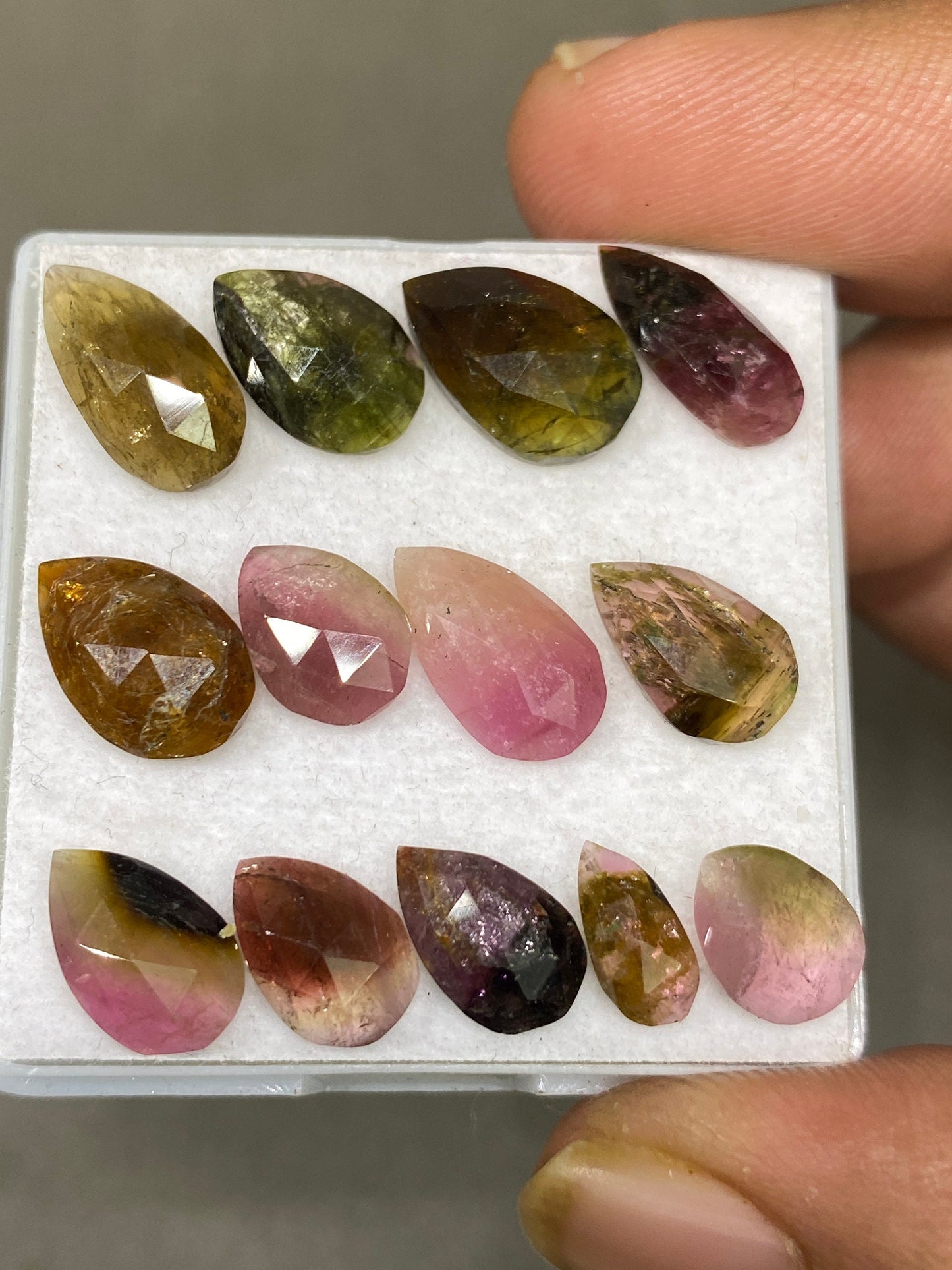 Stunning Watermelon multi tourmaline rosecut lot amazing quality pears wt 25.10 cts size 9x4.5mm-13.5x7mm pcs 13 natural tourmaline rosecut